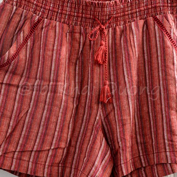 Briggs Ladies’ Linen Blend Short RED STRIPE - Picture 3 of 5
